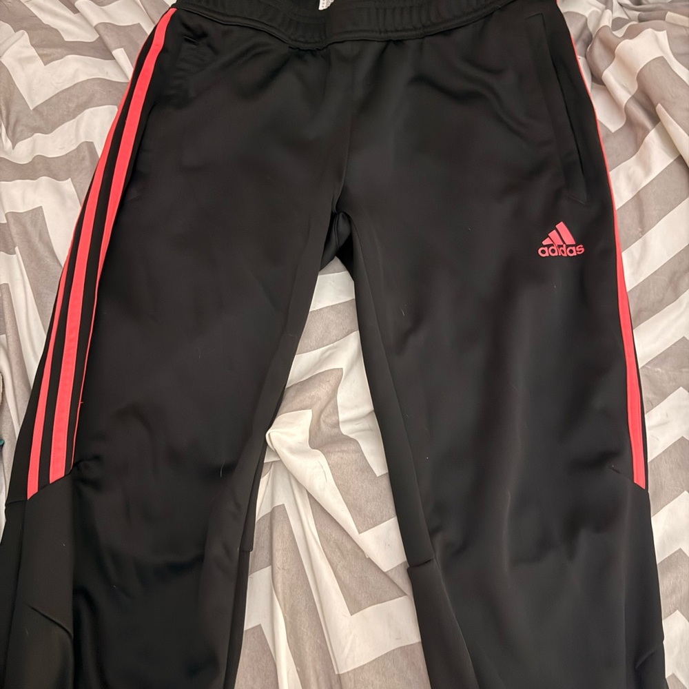 Adidas Black Joggers with Red Accents